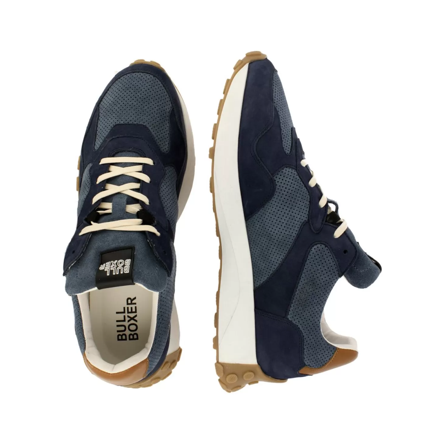 Bullboxer Sneaker Laag Blauw/Tan 170P21384Abluesu Clearance